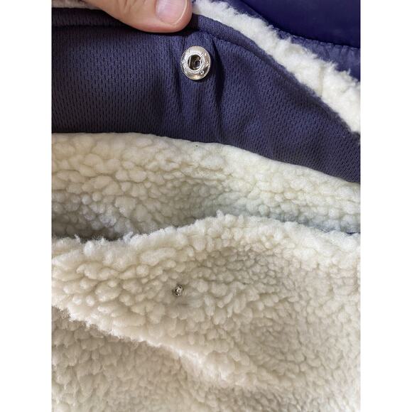 Ivory Ella Pullover Women's SMALL Cream Purple 1/2 Zip Hood Sherpa Puffer Jacket - Picture 4 of 9